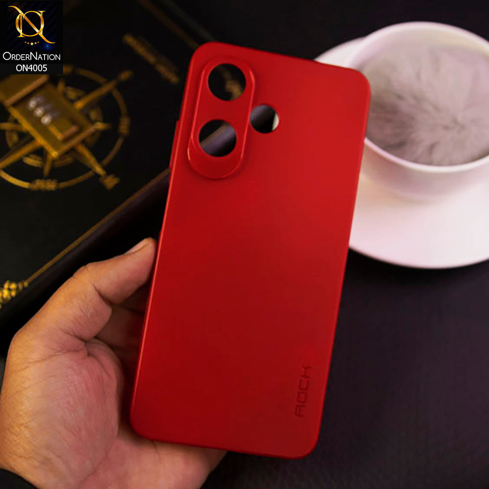 Infinix Hot 30i - Red - New Hybrid Rock Soft Silicon Case With Shiny Camera Ring