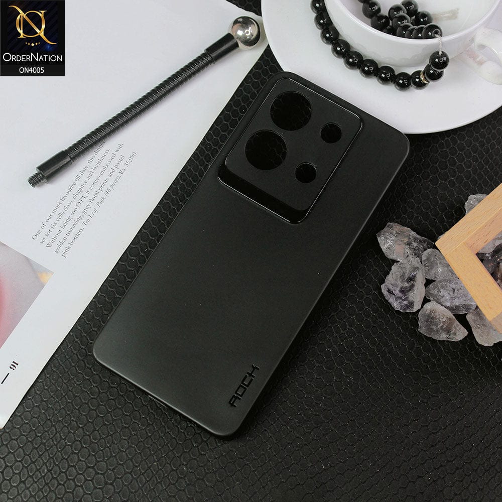 Infinix Note 30 Cover - Black - New Hybrid Rock Soft Silicon Case With Shiny Camera Ring