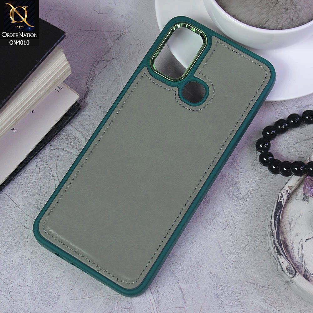 Infinix Hot 11 Play Cover - Green - New Electroplated Camera Ring Leather Texture Soft Silicone Case