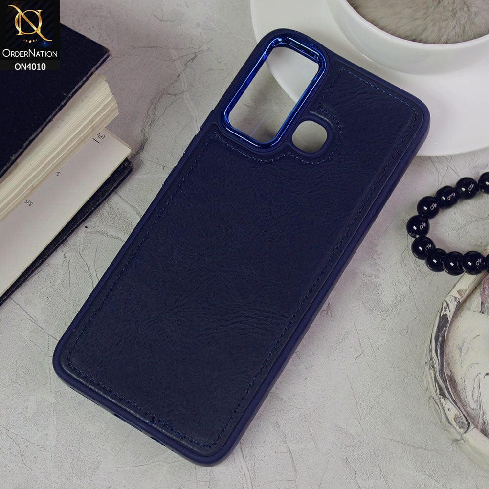 Infinix Hot 12 Play Cover - Blue - New Electroplated Camera Ring Leather Texture Soft Silicone Case