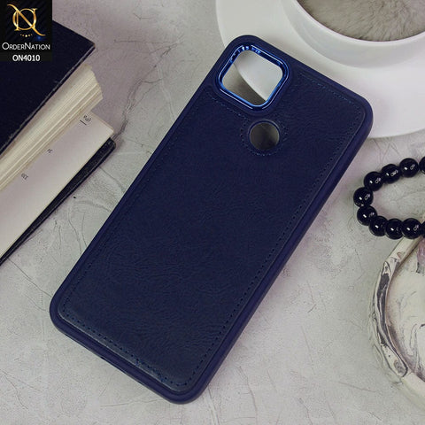 Xiaomi Redmi 10A Cover - Blue - New Electroplated Camera Ring Leather Texture Soft Silicone Case