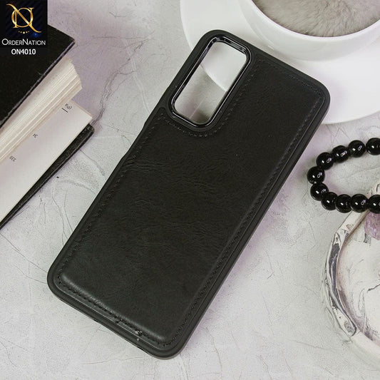Vivo Y20i Cover - Black - New Electroplated Camera Ring Leather Texture Soft Silicone Case