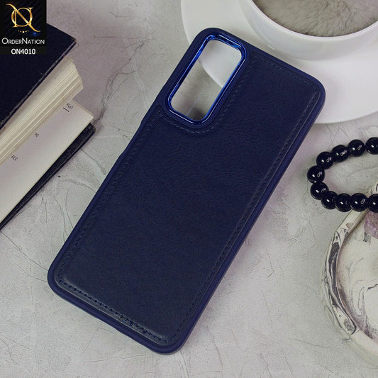 Vivo Y20i Cover - Blue - New Electroplated Camera Ring Leather Texture Soft Silicone Case