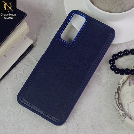 Vivo Y20 Cover - Blue - New Electroplated Camera Ring Leather Texture Soft Silicone Case