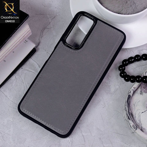 Vivo Y20i Cover - Gray - New Electroplated Camera Ring Leather Texture Soft Silicone Case