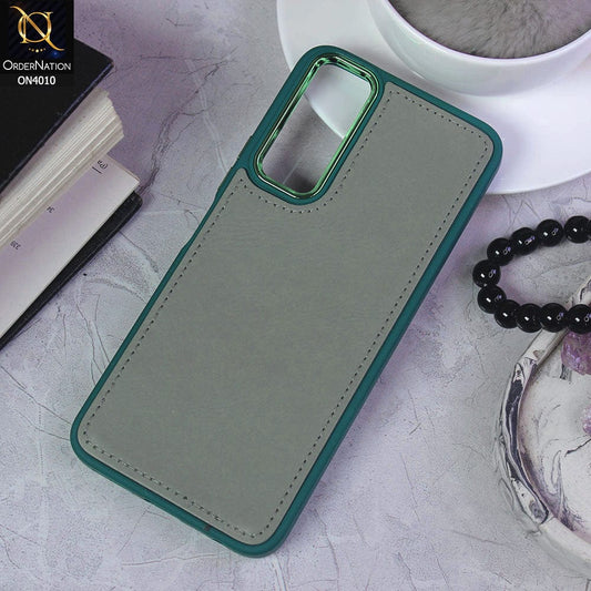 Vivo Y20i Cover - Green - New Electroplated Camera Ring Leather Texture Soft Silicone Case