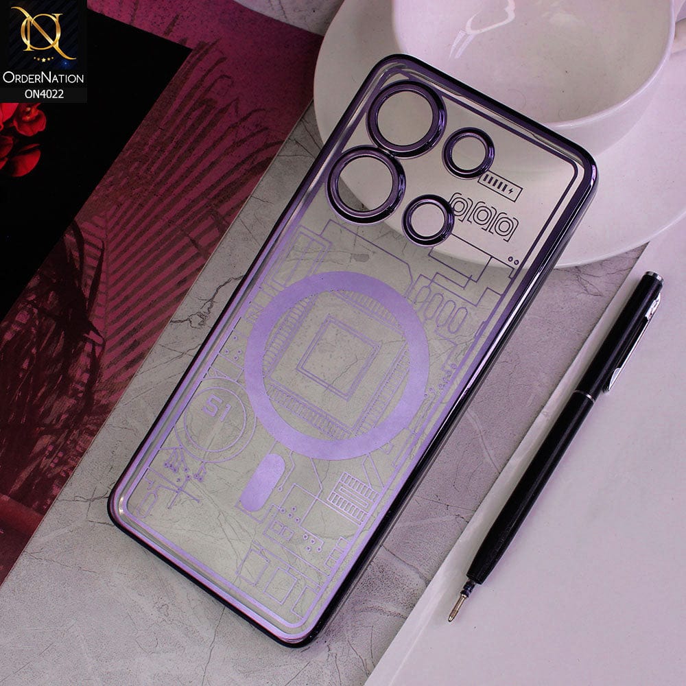 Infinix Note 30 Cover - Deep Purple - Fashion Circuit Diagram Case Clear Plating Soft Cover With Camera Lens Protection