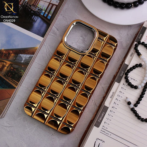 iPhone 14 Pro Max Cover - Golden - Luxury Electroplated Shockproof Casing Concave Convex Protective Cover