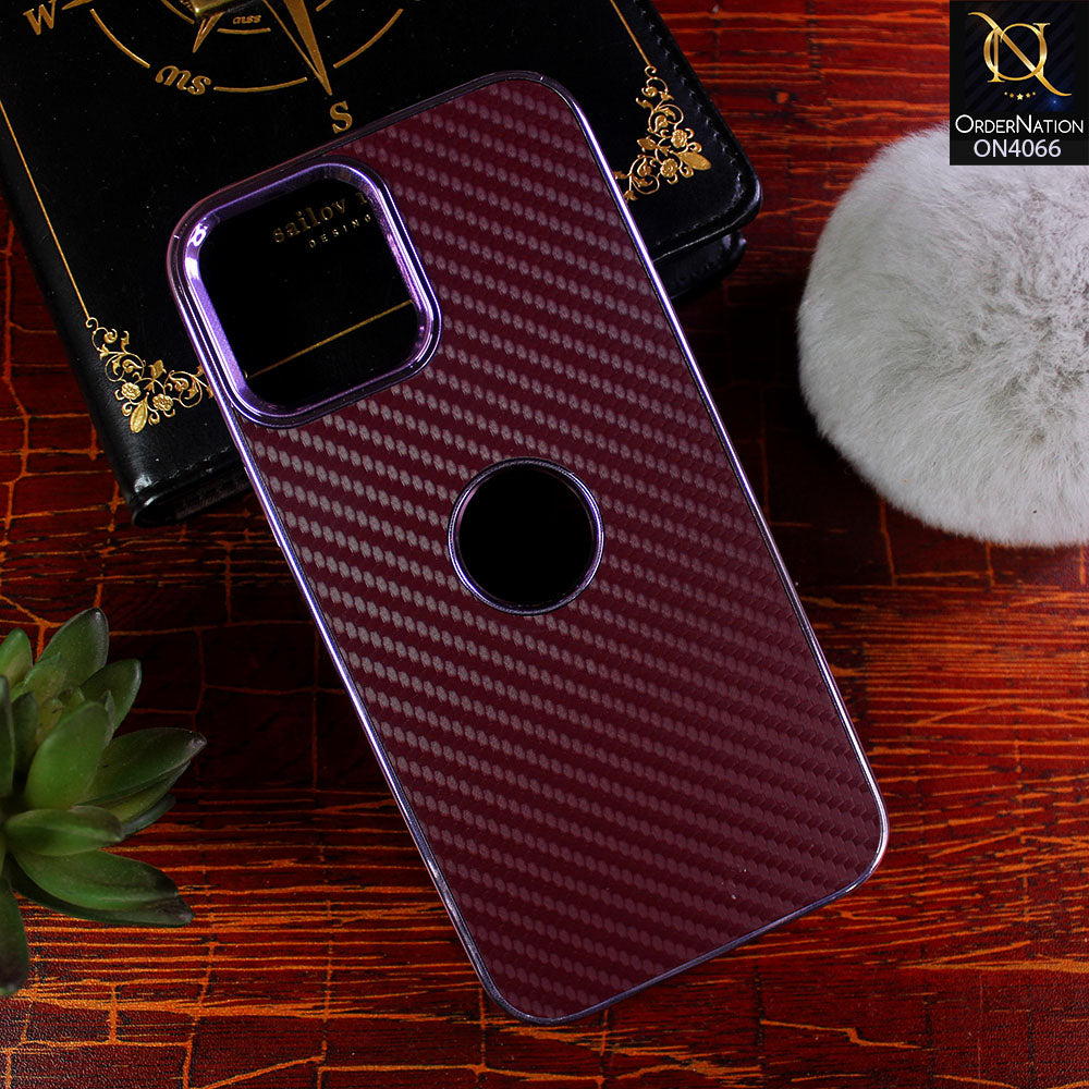 iPhone 12 Pro Max - Purple - New Electroplated Side Borders With Microfiber Texture Back Soft Case