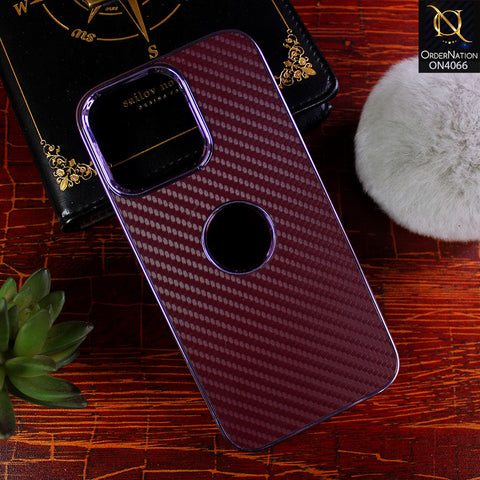 iPhone 14 Pro Max - Purple - New Electroplated Side Borders With Microfiber Texture Back Soft Case