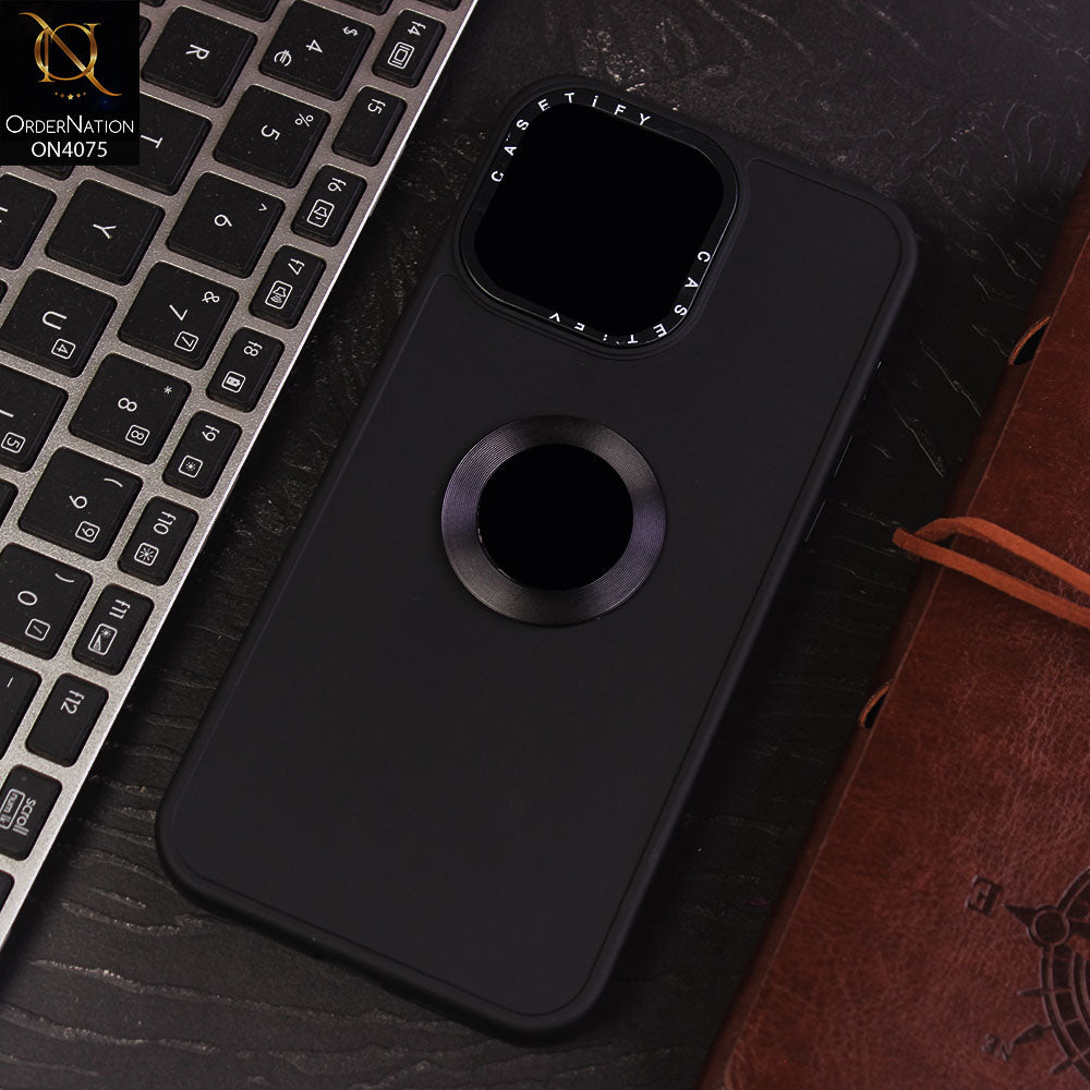 iPhone 12 Pro Max Cover - Black - New Soft Silicon Fashion Case With Fancy Camera Ring & Logo Hole