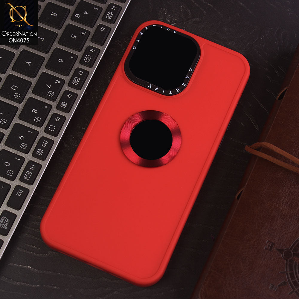 iPhone 14 Pro Max Cover - Red - New Soft Silicon Fashion Case With Fancy Camera Ring & Logo Hole