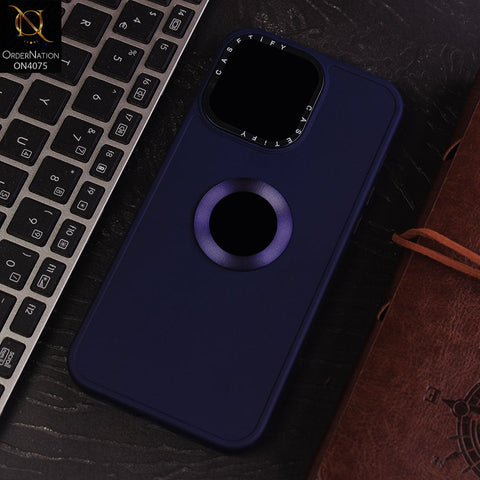 iPhone 15 Pro Max Cover - Blue - New Soft Silicon Fashion Case With Fancy Camera Ring & Logo Hole