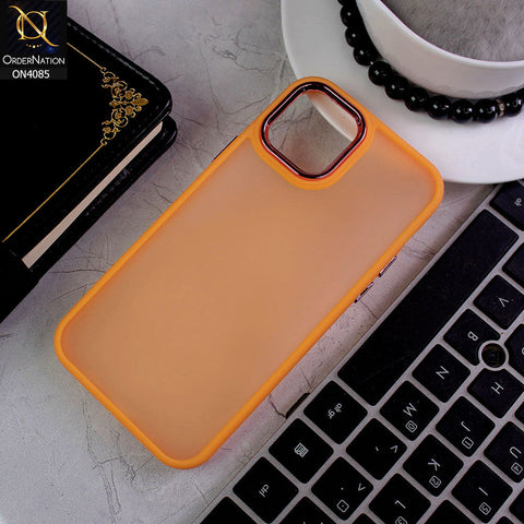 iPhone 12 Pro Cover - Orange - Pc + Tpu Anti Scratch Space II Collection With Fancy Camera Ring Soft Case