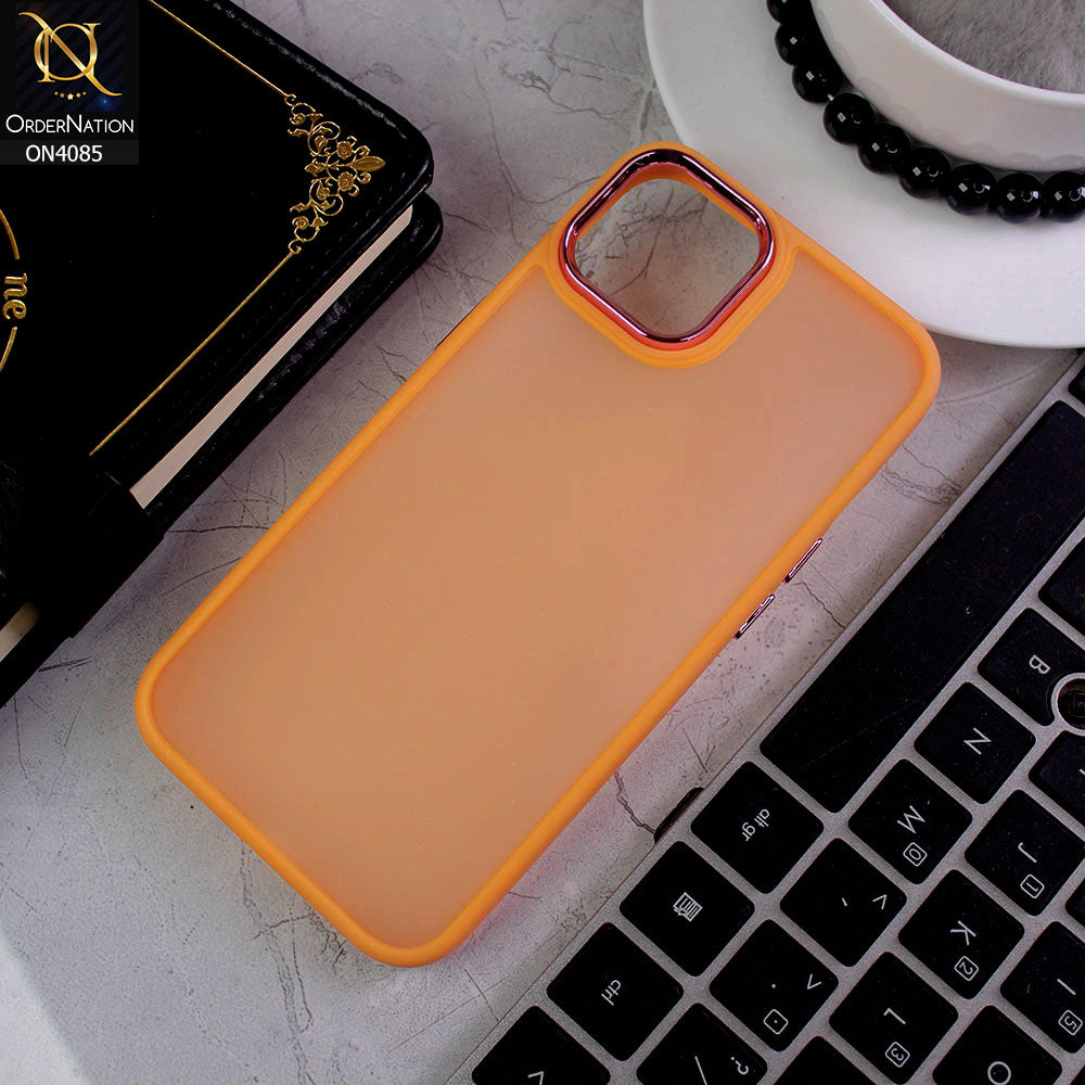 iPhone 13 Cover - Orange - Pc + Tpu Anti Scratch Space II Collection With Fancy Camera Ring Soft Case