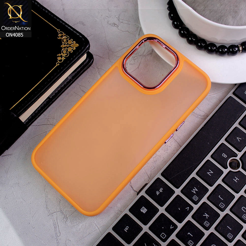 iPhone 13 Pro Cover - Orange - Pc + Tpu Anti Scratch Space II Collection With Fancy Camera Ring Soft Case