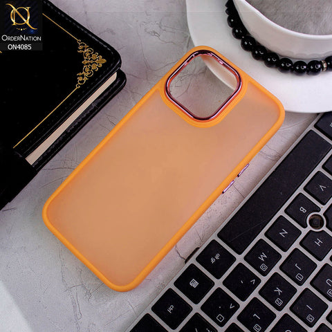 iPhone 13 Pro Cover - Orange - Pc + Tpu Anti Scratch Space II Collection With Fancy Camera Ring Soft Case