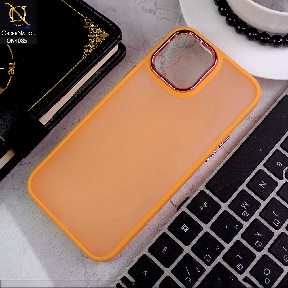 iPhone 13 Pro Max Cover - Orange - Pc + Tpu Anti Scratch Space II Collection With Fancy Camera Ring Soft Case