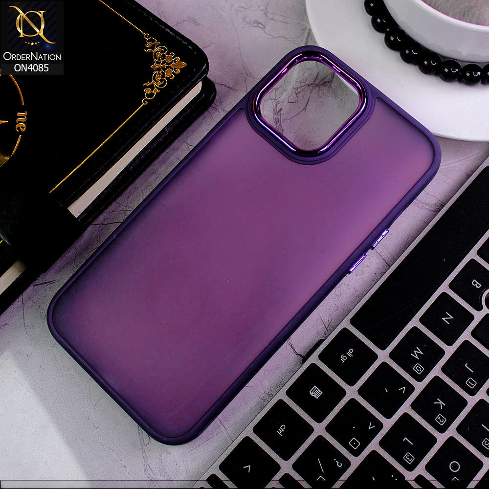 iPhone 13 Pro Max Cover - Purple - Pc + Tpu Anti Scratch Space II Collection With Fancy Camera Ring Soft Case