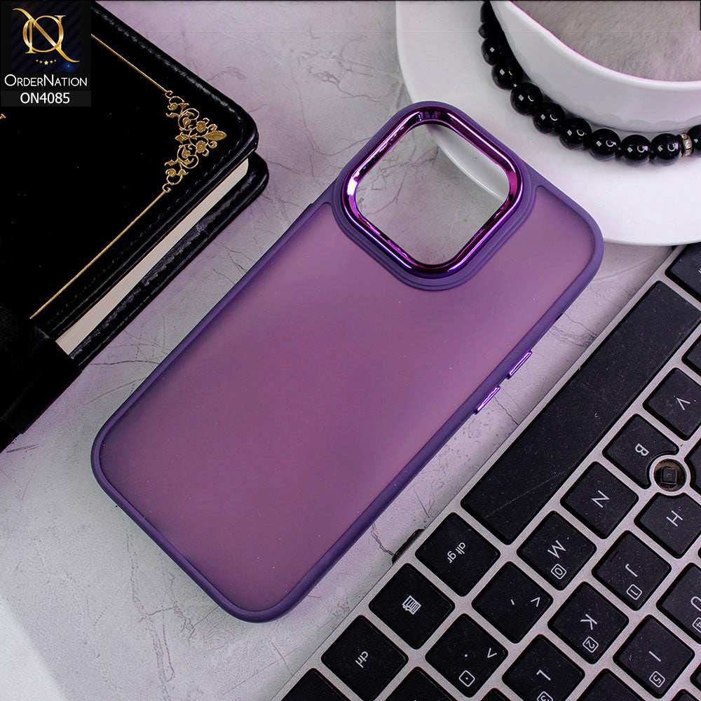 iPhone 14 Pro Cover - Purple - Pc + Tpu Anti Scratch Space II Collection With Fancy Camera Ring Soft Case