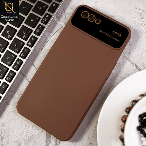 Oppo A3s - Brown - Glass Lense Ultra Camera Protection Soft Silicon Case