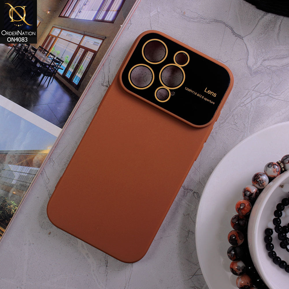 iPhone 15 Pro Cover - Brown - Glass Lense Ultra Camera Protection Soft Silicon Case