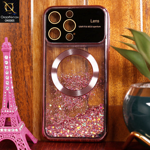 iPhone 13 Pro Max  Cover - Rose Gold - New Luxury Electroplating MagSafe Moving Glitter Soft Case