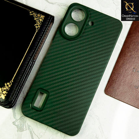 Xiaomi Redmi 13C Cover - Green - New Carbon Fiber Ultra Thin Matte Soft Case With Logo Hole