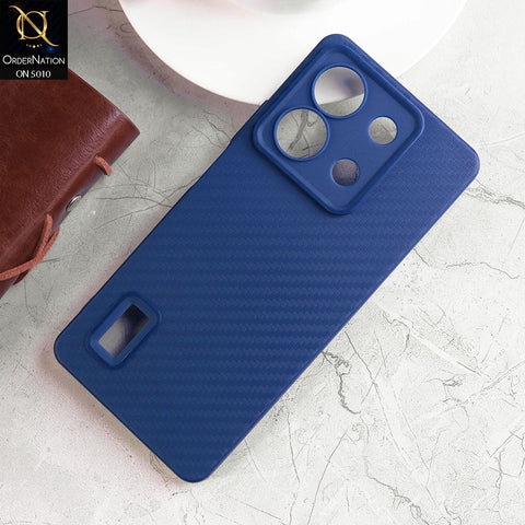 Xiaomi Redmi Note 13 Cover - Blue - New Carbon Fiber Ultra Thin Matte Soft Case With Logo Hole