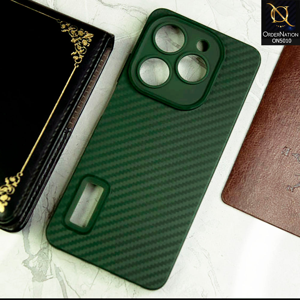 Infinix Smart 8 Cover - Green - New Carbon Fiber Ultra Thin Matte Soft Case With Logo Hole