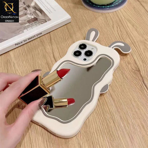 iPhone 11 Pro Max Cover - Gray - 360-Degree Protection Cute Cartoon Bunny Mirror Soft Silicone Case