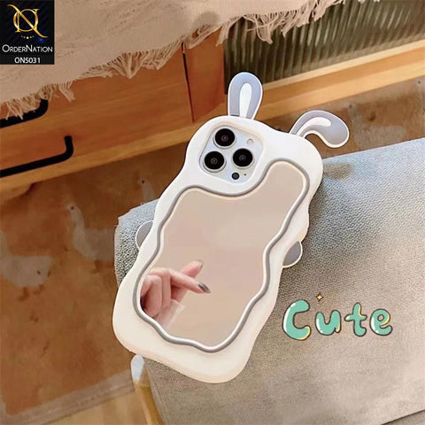 iPhone 12 Pro Max Cover - Gray - 360-Degree Protection Cute Cartoon Bunny Mirror Soft Silicone Case