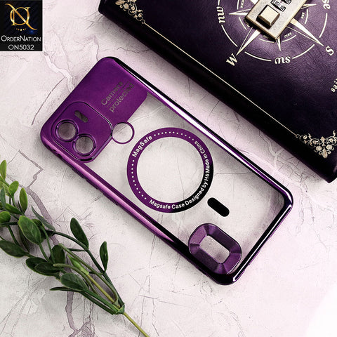 Xiaomi Redmi A2 Plus Cover - Purple - New Electroplating Color Borders Camera Protection Magsafe Design Soft Transparent Case With Logo Hole