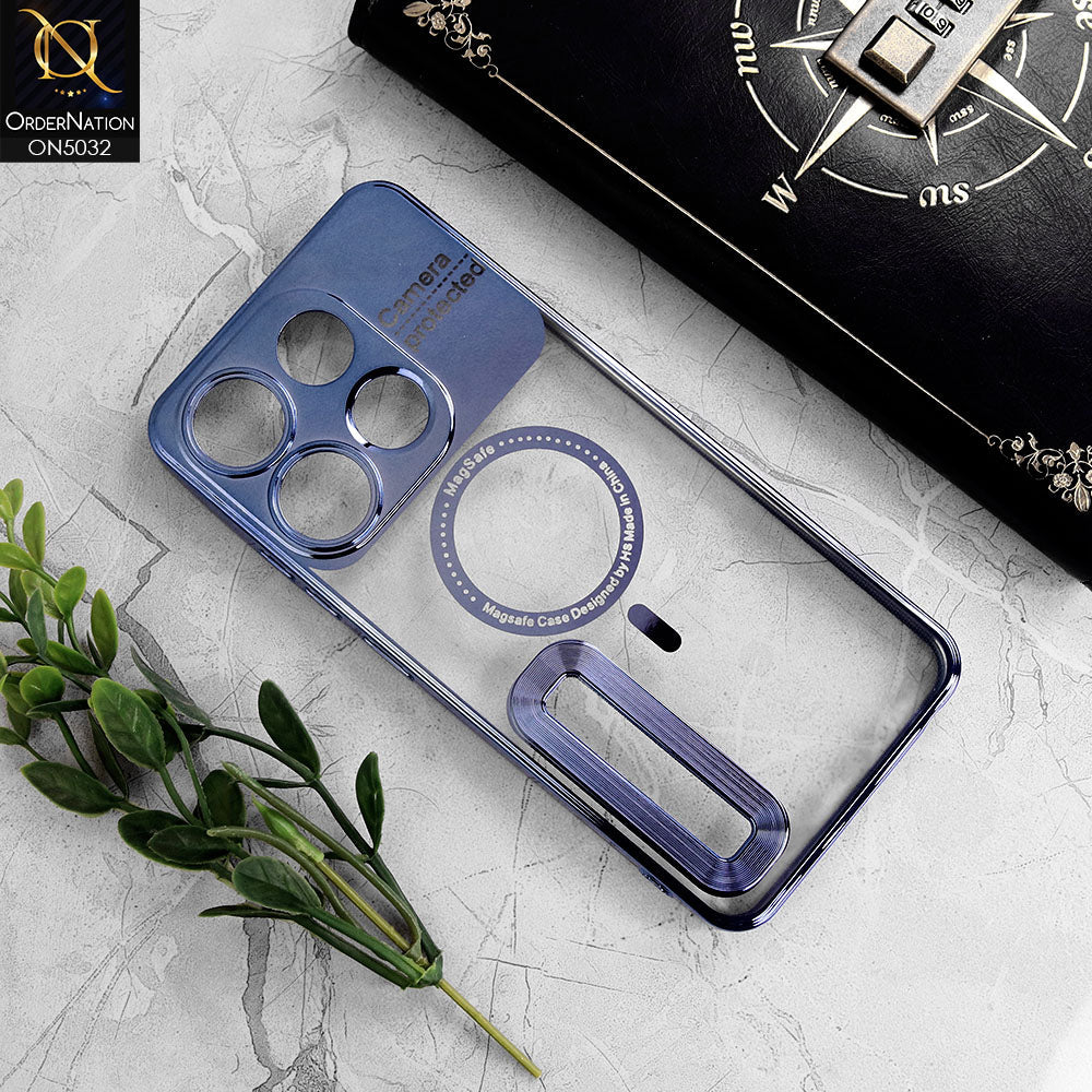 Infinix Smart 7 Plus Cover - Sierra Blue - New Electroplating Color Borders Camera Protection Magsafe Design Soft Transparent Case With Logo Hole