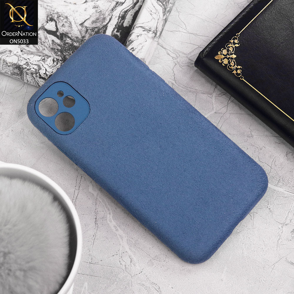 iPhone 11 Cover - Blue - New Suede Leather Textured PC Protective Case