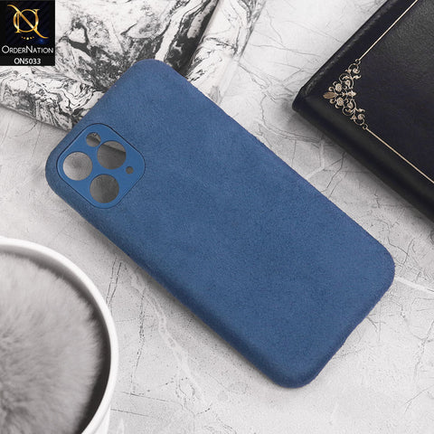 iPhone 11 Pro Max Cover - Blue - New Suede Leather Textured PC Protective Case