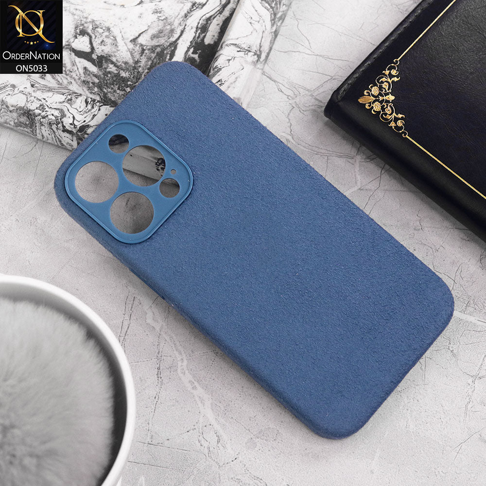 iPhone 12 Pro Max Cover - Blue - New Suede Leather Textured PC Protective Case