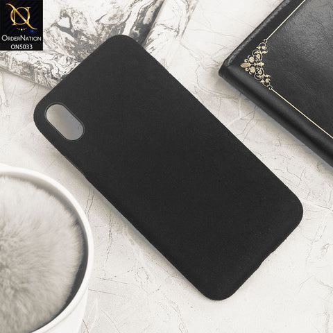 iPhone XS Max Cover - Black - New Suede Leather Textured PC Protective Case