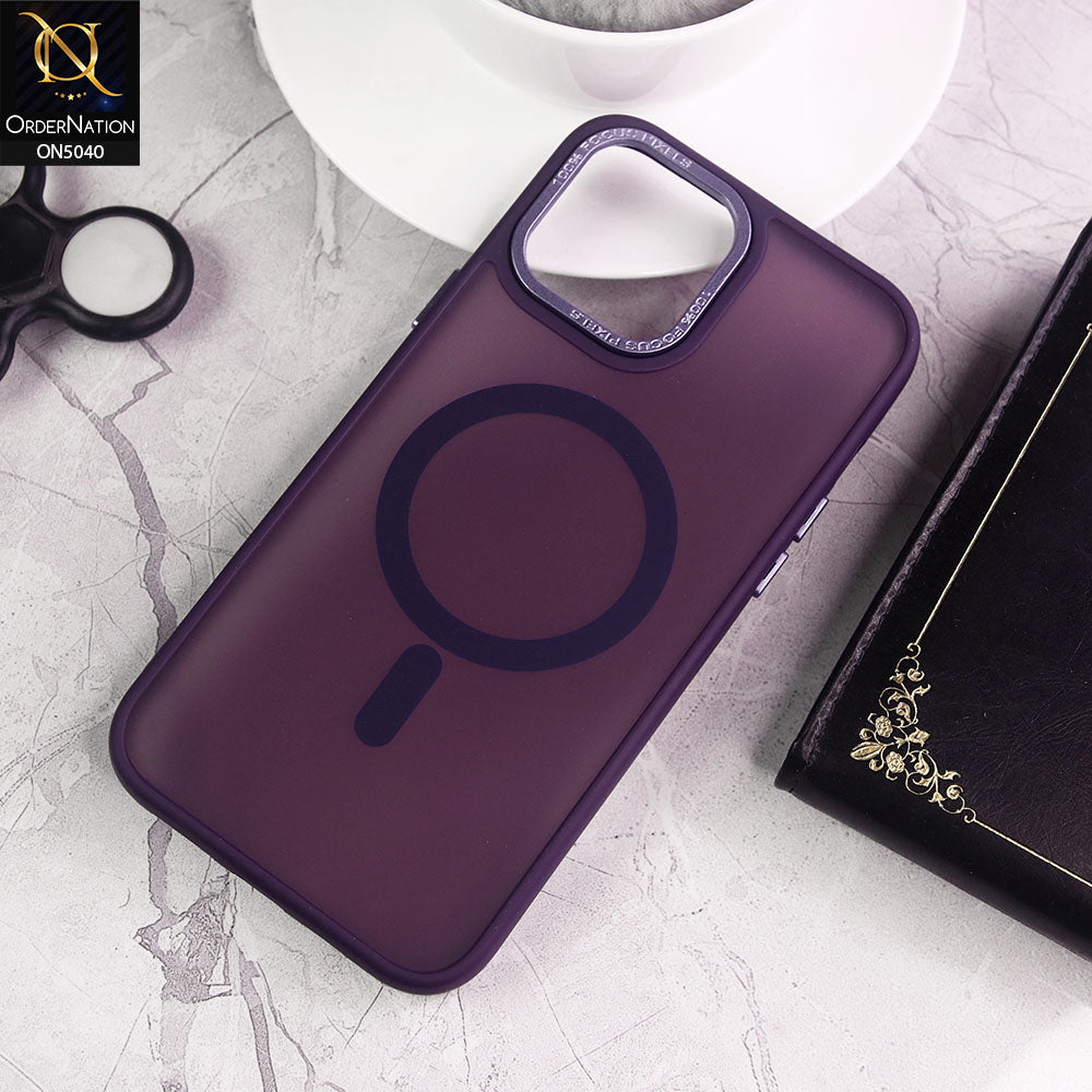iPhone 13 Pro Max Cover - Purple - Magnetic Collection Color Matte Semi Transparent Soft Border Magsafe Case