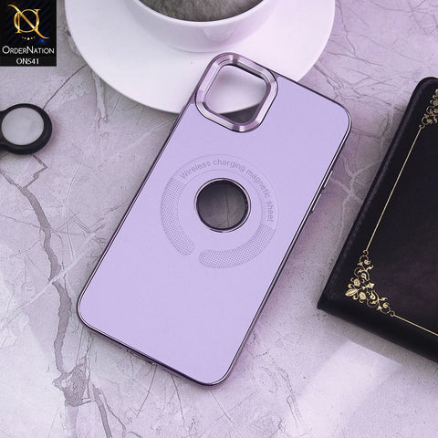 iPhone 11 Pro Max Cover - Purple - Wireless Charging Magnetic Sheet Electroplating Borders Leather Shockproof Soft Case