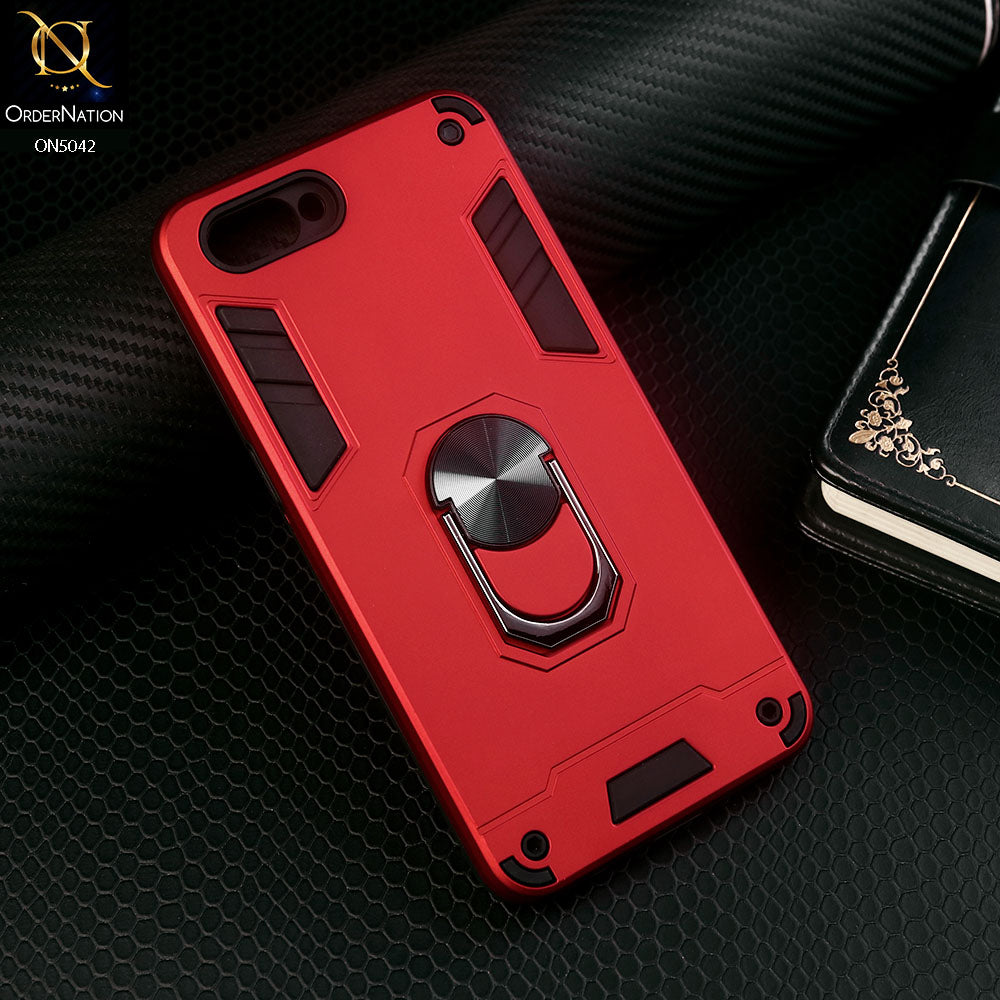Oppo A11k Cover - Red - New Dual PC + TPU Hybrid Style Protective Soft Border Case With Kickstand Holder