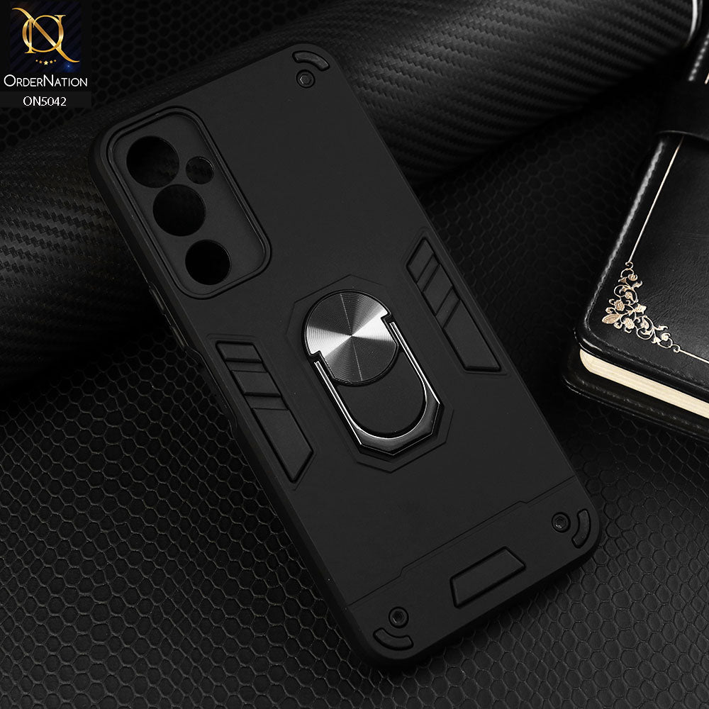 Tecno Pova Neo 2 Cover - Black - New Dual PC + TPU Hybrid Style Protective Soft Border Case With Kickstand Holder