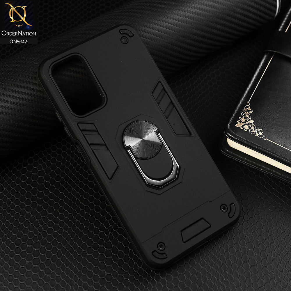 Xiaomi Poco M3 Cover - Black - New Dual PC + TPU Hybrid Style Protective Soft Border Case With Kickstand Holder