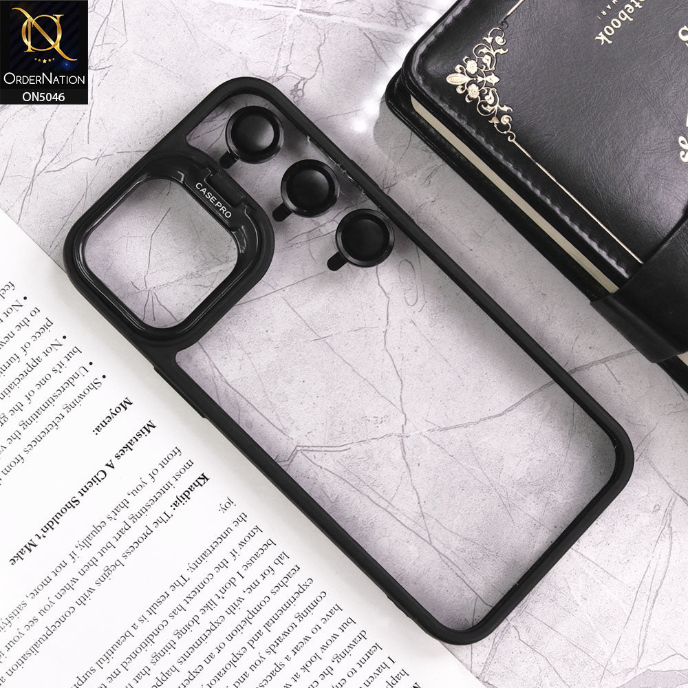 iPhone 12 Pro Max Cover - Black - Trendy Case Pro Classic Camera Stand Soft Case With Camera Ring Protectors