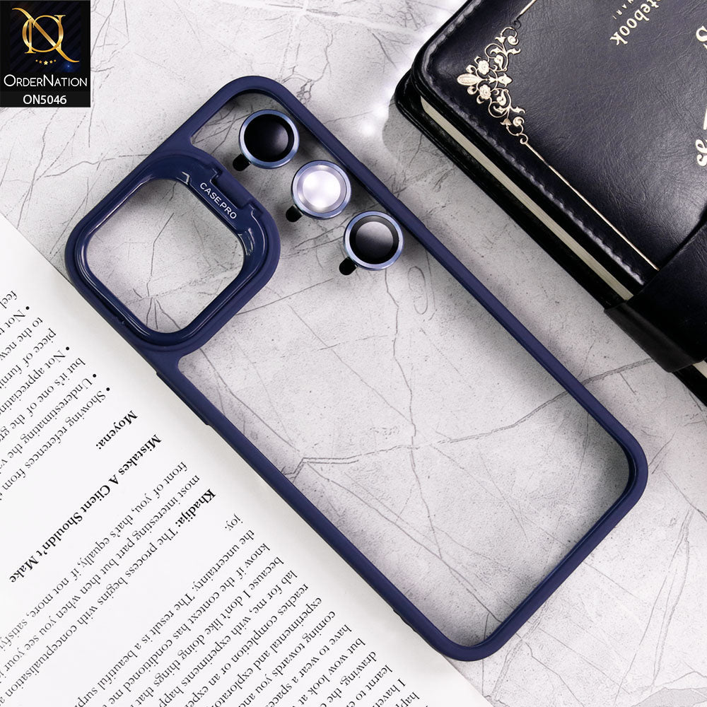 iPhone 15 Pro Max Cover - Blue - Trendy Case Pro Classic Camera Stand Soft Case With Camera Ring Protectors