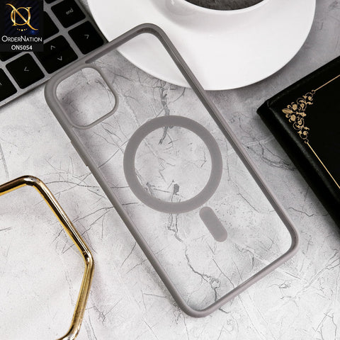 iPhone 11 Cover - Natural Titanium - New Clear Transparent Back Magnetic Magsafe Candy Color Soft Borders Case