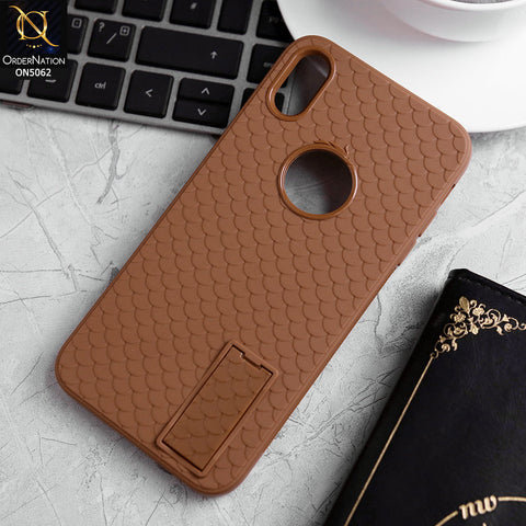 iPhone XS Max Cover - Brown - J-Case Dragon Fins Series - Soft TPU Protective Case With Kickstand Holder