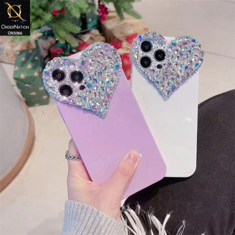 iPhone 13 Pro Max Cover - Transparent - Bling Rhinestones 3D Heart Candy Colour Shiny Soft TPU Case