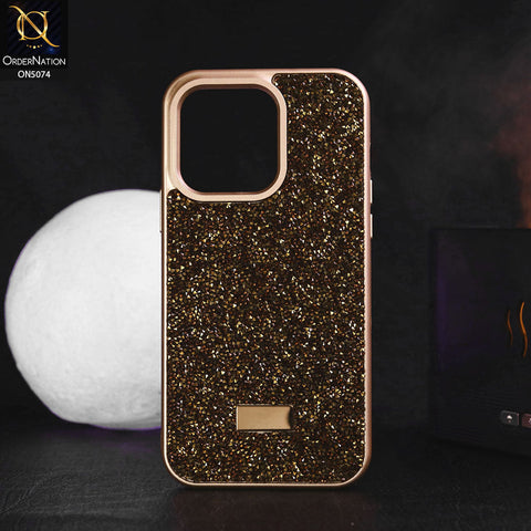 iPhone 13 Pro Max Cover - Dark Gold - Luxury Bling Rhinestones Diamond shiny Glitter Soft TPU Case