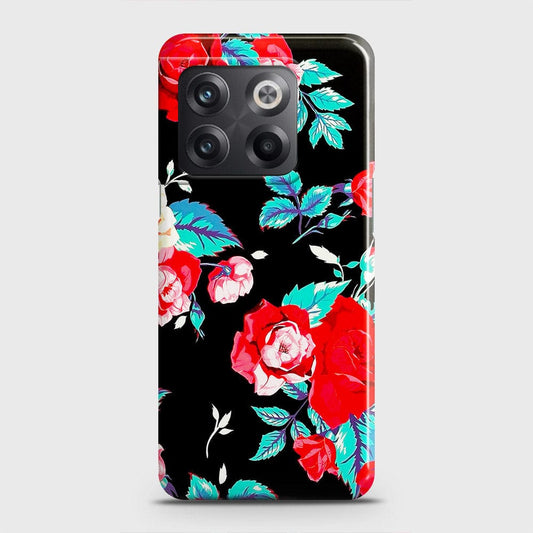 OnePlus 10T Cover - Luxury Vintage Red Flowers Printed Hard Case with Life Time Colors Guarantee